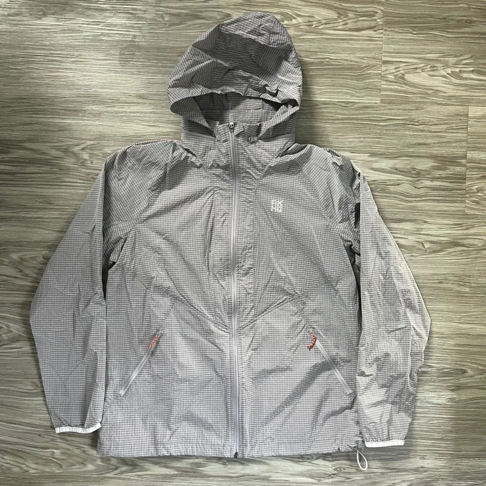 Alaskan Hardgear Duluth Trading Co Grey Grid Windbreaker Jacket Mens M 70621